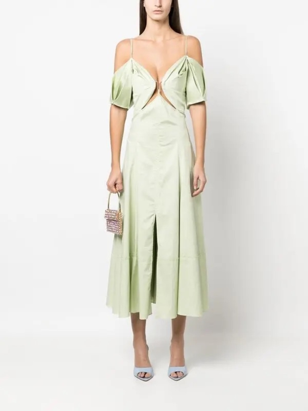 Cult Gaia Mint Green Midi Dress with Front Slit